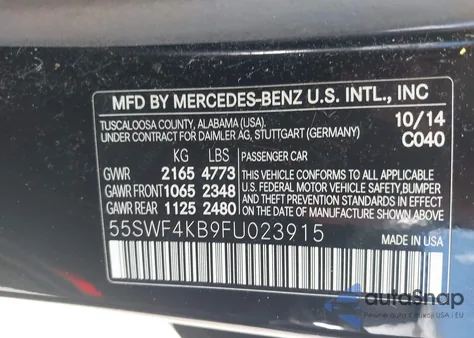 2015 Mercedes-Benz C 300 4Matic/Luxury 4Matic/Sport 4Matic z USA, uszkodzony, nr VIN 55SWF4KB9FU023915